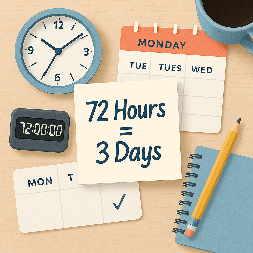 Image showing How many days are in 72 hours