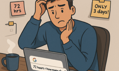 Image showing a person is searching How many days is 72 hours on Google