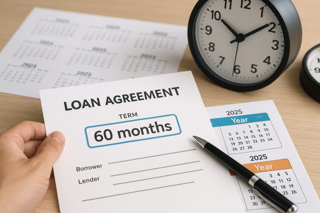 Image Suggestion: A loan document showing “60 months” next to a clock or calendar.